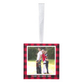 Gepersonaliseerde Buffelspelfamilie met kerstmis Kubus Ornament (Rechts)