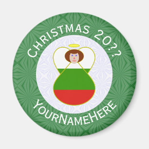 Gepersonaliseerde Bulgaarse engel kerst vlag Magneet