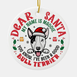 Gepersonaliseerde Bull Terrier Hond Kerstboom Rond Keramisch Ornament