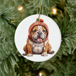 Gepersonaliseerde Bulldog hondenkunst Keramisch Ornament