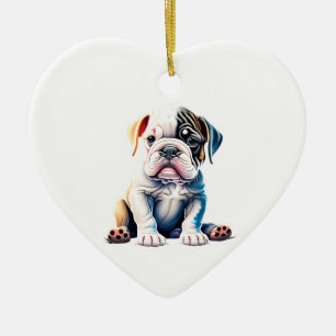 Gepersonaliseerde Bulldog Puppy Keramisch Ornament