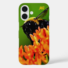 Gepersonaliseerde Bumble Bee op Flower iPhone Case