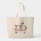 Gepersonaliseerde Bunny Butterfly Cherry Blossom Grote Tote Bag (Achterkant)