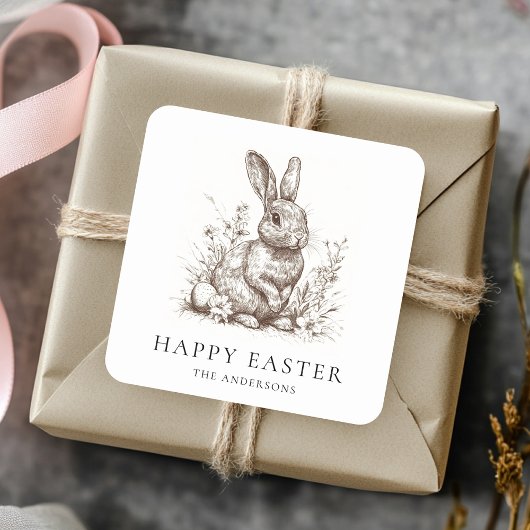 Gepersonaliseerde  Bunny Easter Vierkante Sticker