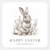 Gepersonaliseerde  Bunny Easter Vierkante Sticker (Voorkant)