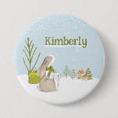 Gepersonaliseerde Bunny Kerstnaam Ronde Button 7,6 Cm (Voorkant)