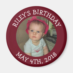 Gepersonaliseerde Burgundy Photo Reminder Magnet Magneet