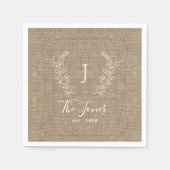 Gepersonaliseerde burlap rustic, gepersonaliseerde servet (Voorkant)