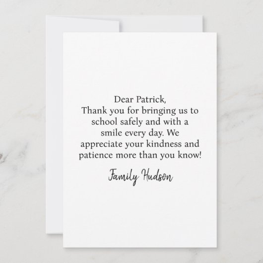 Gepersonaliseerde buschauffeur Kaart van studenten (Achterkant)