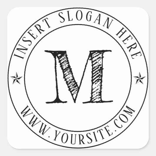 Gepersonaliseerde Business Monogram Round Vierkante Sticker (Voorkant)