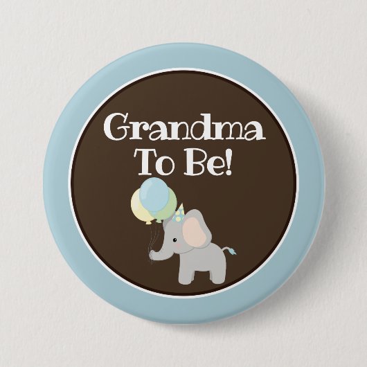 Gepersonaliseerde Button, Baby shower olifant Ronde Button 7,6 Cm (Voorkant)