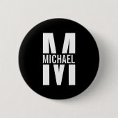 Gepersonaliseerde Button monogram en naam Pinback (Voorkant)