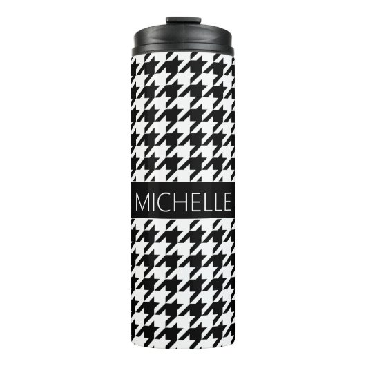 Gepersonaliseerde BW-houndstooth Thermosbeker (Voorkant)