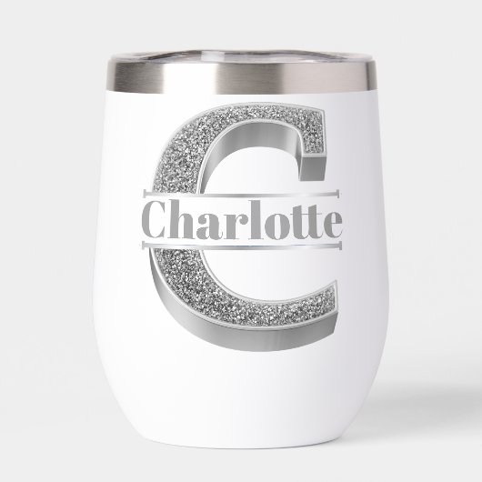Gepersonaliseerde C-Initiaal Silver Monogram Jouw  (Achterkant)