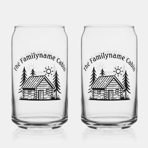 Gepersonaliseerde Cabin Can Glass Drinkware Set Blikvorm Glas