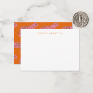 Gepersonaliseerde cadeau-envelop Roze Oranje Tijge Notitiekaartje