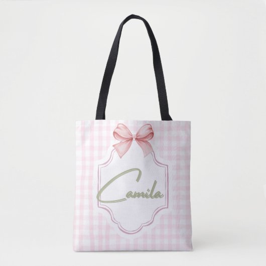 Gepersonaliseerde Camila Baby Girl Nursery Bow & G Draagtas (Voorkant)