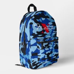 Gepersonaliseerde Camo Patroon Blauw Zwart Rugzak