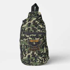 Gepersonaliseerde camouflage in militaire stijl sling bag