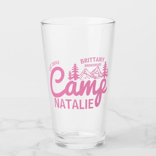 Gepersonaliseerde Camp Bachelorette Party Bruidsme Glas (Voorkant)