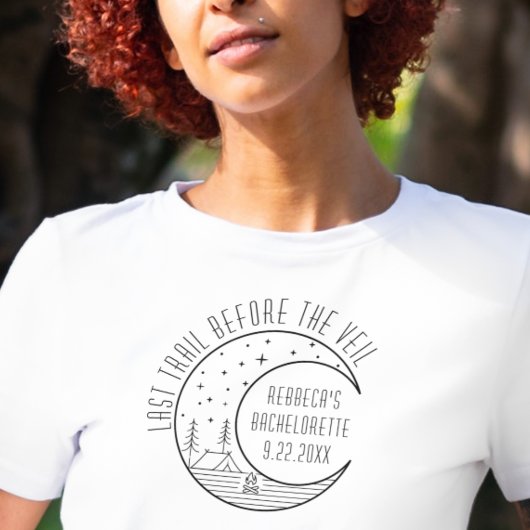 Gepersonaliseerde Camping Bachelorette Party Moon T-shirt