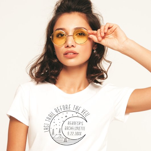 Gepersonaliseerde Camping Bachelorette Party Moon T-shirt