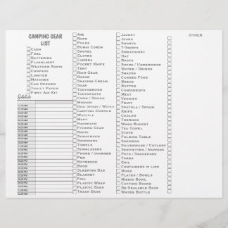 Gepersonaliseerde Camping Gear Checklist Briefhoofd