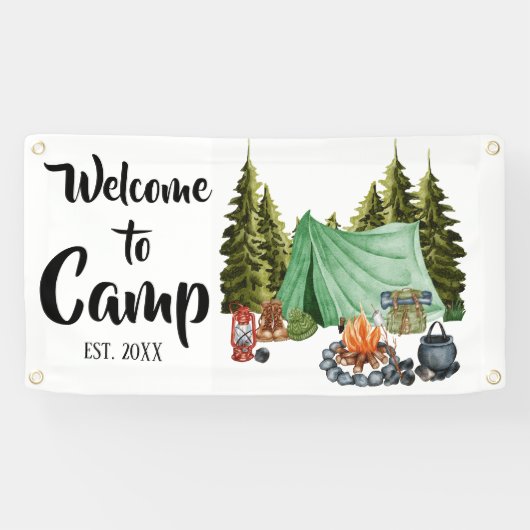 Gepersonaliseerde camping welkom spandoek (Horizontaal)
