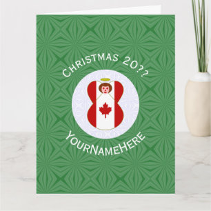 Gepersonaliseerde Canadese engel kerst vlag Kaart