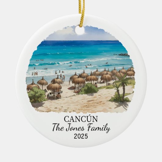 Gepersonaliseerde Cancun Ornament, Mexico Gift Keramisch Ornament (Voorkant)