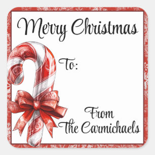 Gepersonaliseerde Candy Cane Christmas Label