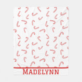 Gepersonaliseerde Candy Cane Kerstmis Fleece Deken (Voorkant)