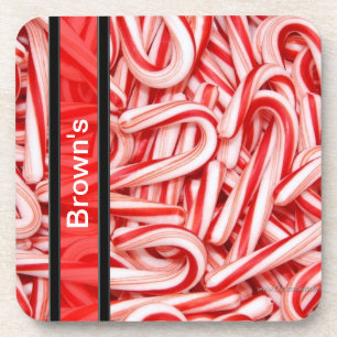 Gepersonaliseerde Candy Cane Onderzetter