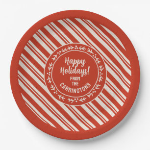 Gepersonaliseerde Candy Cane Stripe Papieren Bordje
