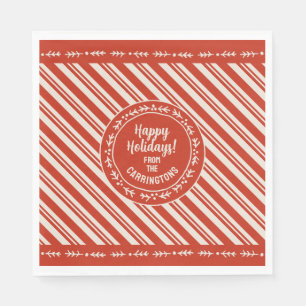 Gepersonaliseerde Candy Cane Stripe Servet