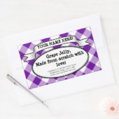 Gepersonaliseerde Canning Jar Label, Paarse Gingha Rechthoekige Sticker (Envelop)