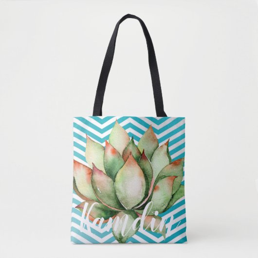 Gepersonaliseerde Canvas tas Boho Cacti Cactus Suc (Voorkant)