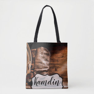Gepersonaliseerde Canvas tas Cowboy laarzen schuur