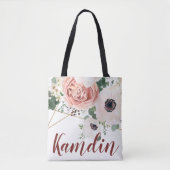 Gepersonaliseerde Canvas tas Geometric Garden Roos (Voorkant)
