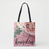 Gepersonaliseerde Canvas tas Geometric Garden Roos (Voorkant)
