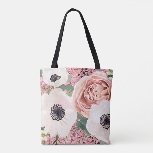 Gepersonaliseerde Canvas tas Geometric Garden Roos (Achterkant)