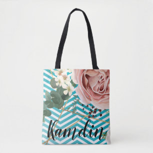 Gepersonaliseerde Canvas tas Geometrisch Roos Chev