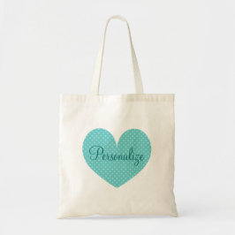 Gepersonaliseerde canvas tas hartpolka-stippen