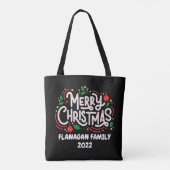 Gepersonaliseerde Canvas tas, Kerstmis, Familienaa Draagtas (Achterkant)