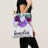 Gepersonaliseerde Canvas tas Lavendel Hibiscus op  (Dichtbij)