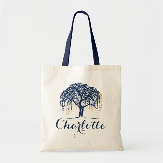 Gepersonaliseerde Canvas tas - Navy Willow Tree br (Voorkant)