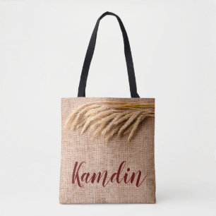 Gepersonaliseerde Canvas tas Tarwe op Burlap Sack 