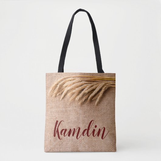 Gepersonaliseerde Canvas tas Tarwe op Burlap Sack  (Voorkant)