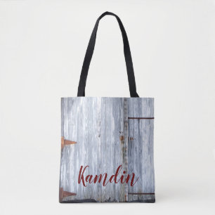 Gepersonaliseerde Canvas tas Wit Wash Wood Barn Do