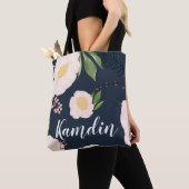 Gepersonaliseerde Canvas tas Witte Bloemen op Donk (Dichtbij)